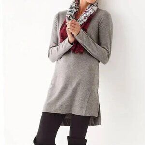 J. Jill Pure Jill Luxe Tencel V-Neck Tunic L Heather Gray Flowy Work Casual
